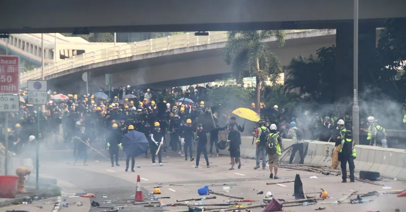 Group of workers refusing to work and walking on streets to fight for rights and freedoms